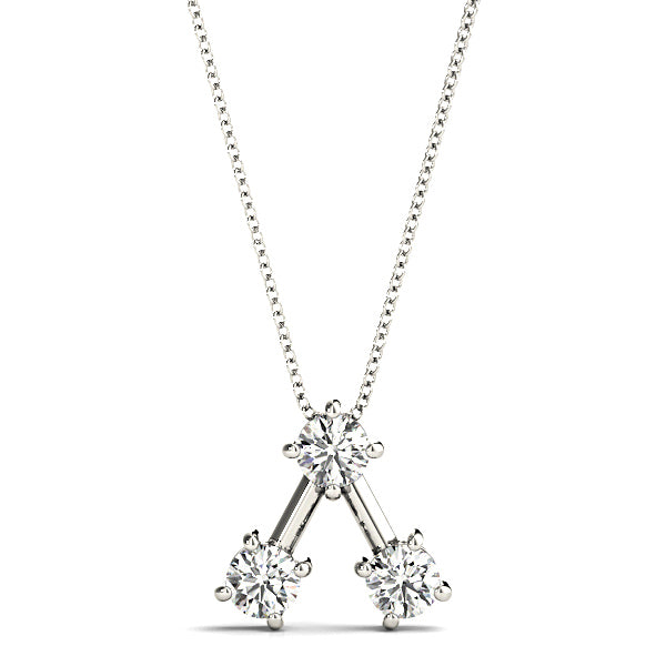 1.00 ctw Round Diamond Three Stone Necklace Pendant-VIRABYANI